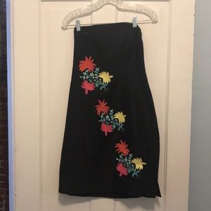 Tibi Black Silk Strapless Mini Cocktail Dress